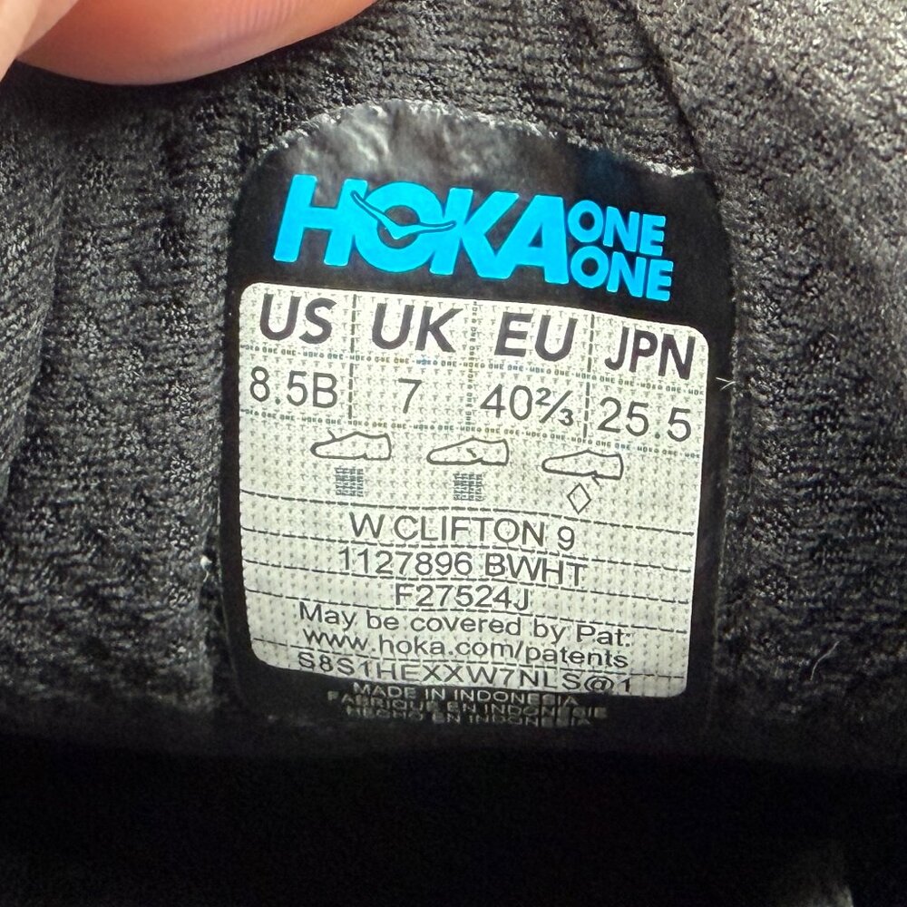 Hoka Clifton 9 Running Shoes Women's Size 8.5 Black White Athletic Run Training - Picture 13 of 13